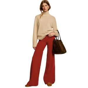 Reformation NWT 
Eden Wide Leg Corduroy Pants in Red Sz 33